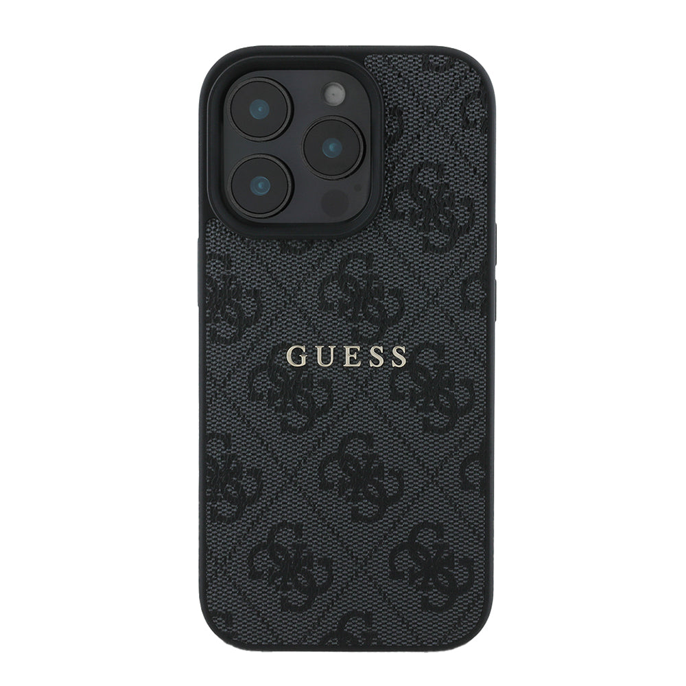 Apple iPhone 14 Pro Max Kılıf Guess Orjinal Lisanslı Magsafe Şarj Özellikli 4G Desen Yazı Logolu Kapak Siyah