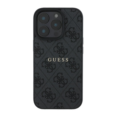 Apple iPhone 14 Pro Max Kılıf Guess Orjinal Lisanslı Magsafe Şarj Özellikli 4G Desen Yazı Logolu Kapak Siyah