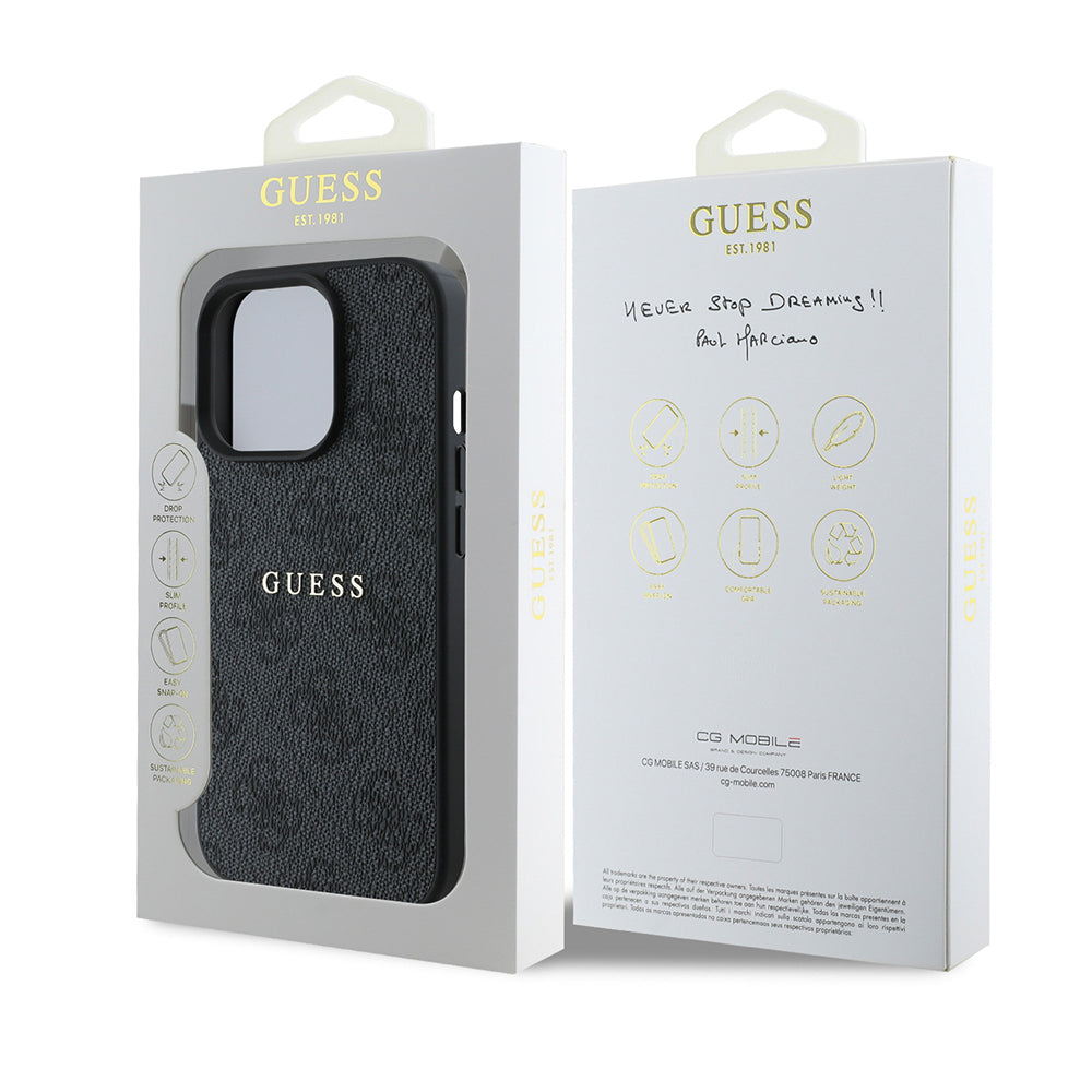 Apple iPhone 14 Pro Max Kılıf Guess Orjinal Lisanslı Magsafe Şarj Özellikli 4G Desen Yazı Logolu Kapak Pembe