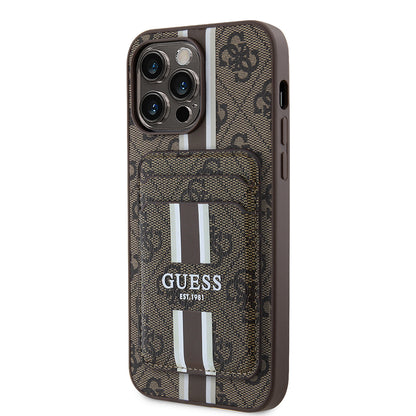iPhone 14 Pro Max Kılıf Guess Orjinal Lisanslı M-safe Şarj Özellikli 4G Desenli Çizgili Kartlıklı Kılıf