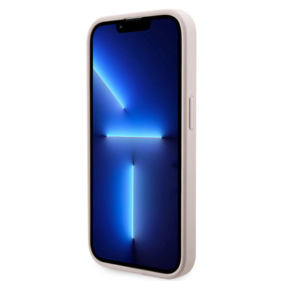 Apple iPhone 14 Pro Max Kılıf Guess Orjinal Lisanslı Magsafe Şarj Özellikli 4G Şerit Tasarımlı Printed Kapak Pembe