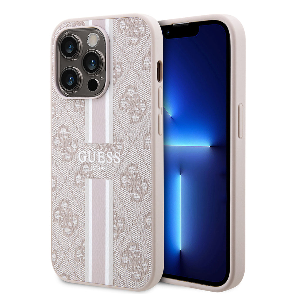 iPhone 14 Pro Max Kılıf Guess Orjinal Lisanslı M-safe Şarj Özellikli 4G Şerit Tasarımlı Printed Kılıf