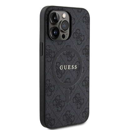 iPhone 14 Pro Max Kılıf Guess Orjinal Lisanslı M-safe Şarj Özellikli PU Halkalı 4G Desenli Yazı Logolu Kılıf