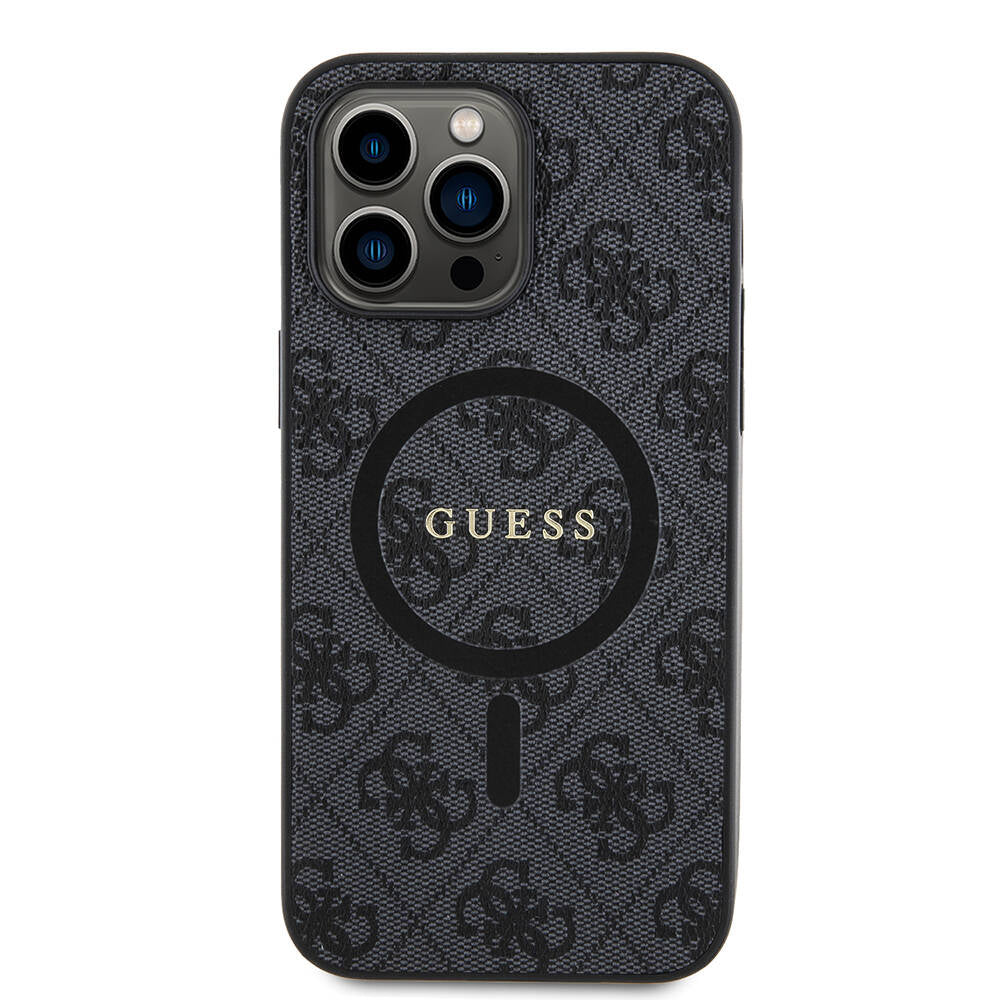 iPhone 14 Pro Max Kılıf Guess Orjinal Lisanslı M-safe Şarj Özellikli PU Halkalı 4G Desenli Yazı Logolu Kılıf