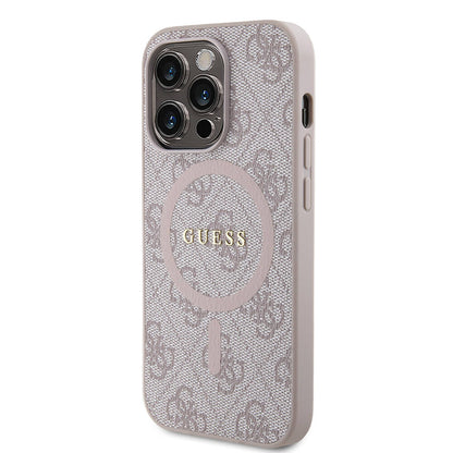 iPhone 14 Pro Max Kılıf Guess Orjinal Lisanslı M-safe Şarj Özellikli PU Halkalı 4G Desenli Yazı Logolu Kılıf