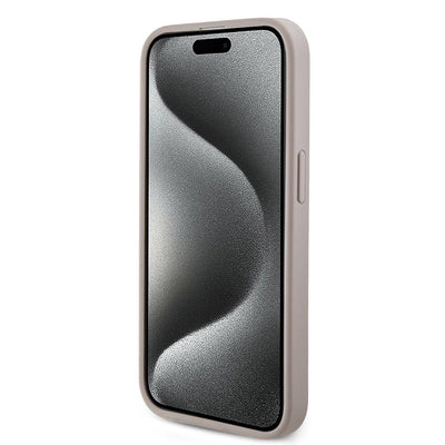 Apple iPhone 14 Pro Max Kılıf Guess Orjinal Lisanslı Magsafe Şarj Özellikli PU Halkalı 4G Desenli Yazı Logolu Kapak Kahverengi