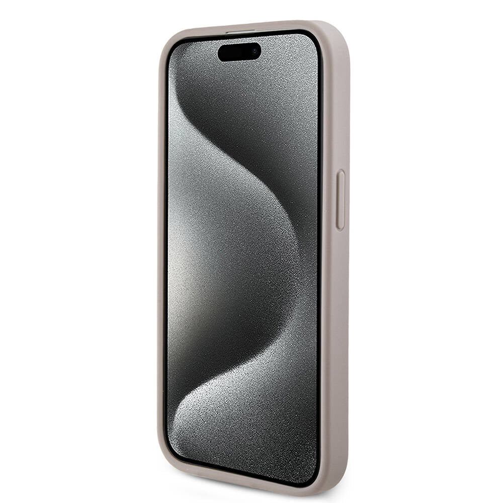 Apple iPhone 14 Pro Max Kılıf Guess Orjinal Lisanslı Magsafe Şarj Özellikli PU Halkalı 4G Desenli Yazı Logolu Kapak Pembe