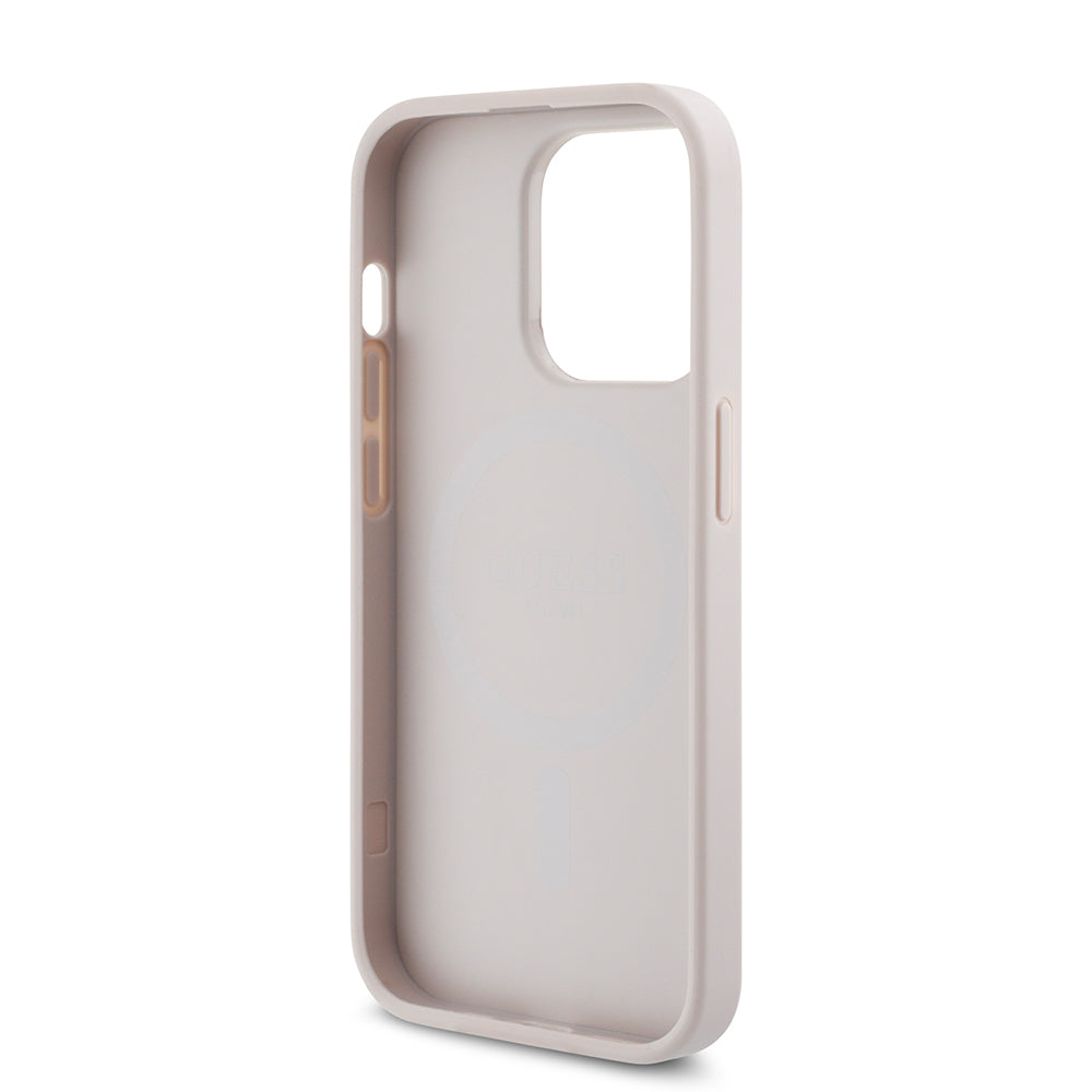 iPhone 14 Pro Max Kılıf Guess Orjinal Lisanslı M-safe Şarj Özellikli PU Üçgen Logo 4G Desenli Kılıf