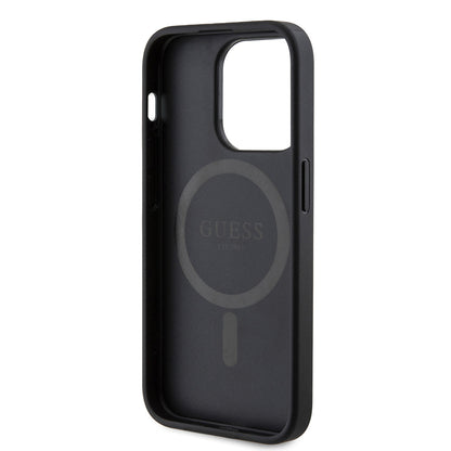 iPhone 14 Pro Max Kılıf Guess Orjinal Lisanslı M-safe Şarj Özellikli PU Üçgen Logo 4G Desenli Kılıf