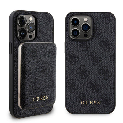 iPhone 14 Pro Max Kılıf Guess Orjinal Lisanslı M-safe Şarj Özellikli Yazı Logolu 4G Desenli Kılıf + Powerbank 5000mAh 2in1 Set