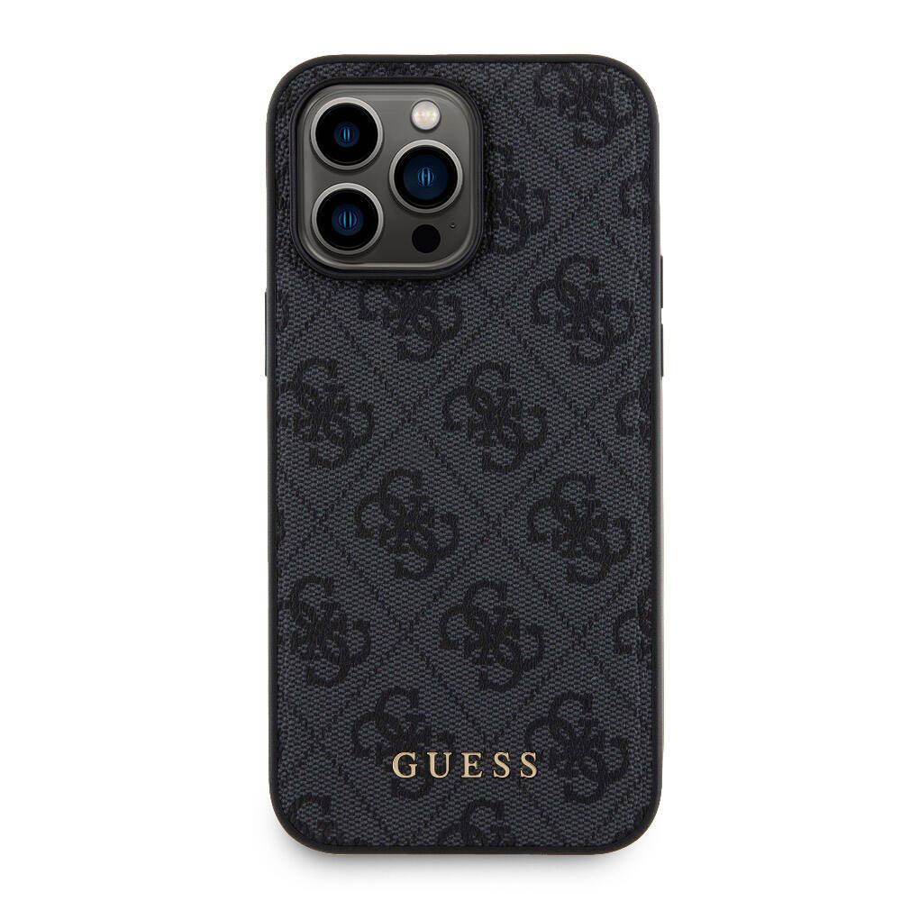 iPhone 14 Pro Max Kılıf Guess Orjinal Lisanslı M-safe Şarj Özellikli Yazı Logolu 4G Desenli Kılıf + Powerbank 5000mAh 2in1 Set