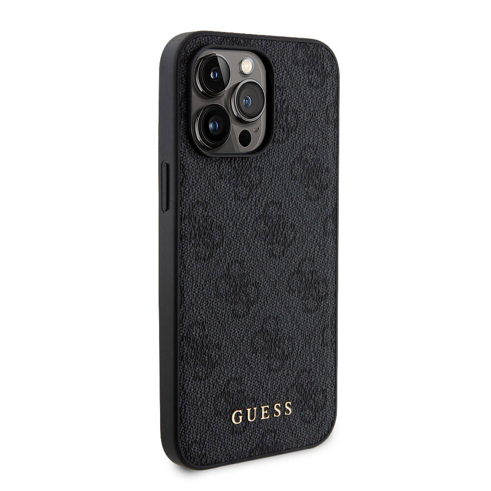 iPhone 14 Pro Max Kılıf Guess Orjinal Lisanslı M-safe Şarj Özellikli Yazı Logolu 4G Desenli Kılıf + Powerbank 5000mAh 2in1 Set