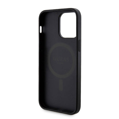 iPhone 14 Pro Max Kılıf Guess Orjinal Lisanslı M-safe Şarj Özellikli Yazı Logolu 4G Desenli Kılıf + Powerbank 5000mAh 2in1 Set