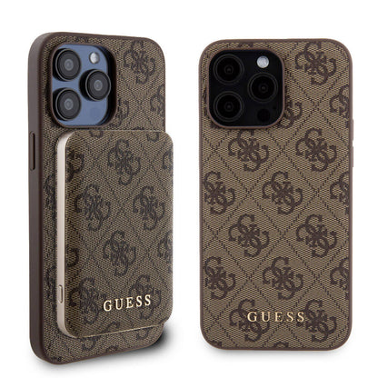 iPhone 14 Pro Max Kılıf Guess Orjinal Lisanslı M-safe Şarj Özellikli Yazı Logolu 4G Desenli Kılıf + Powerbank 5000mAh 2in1 Set