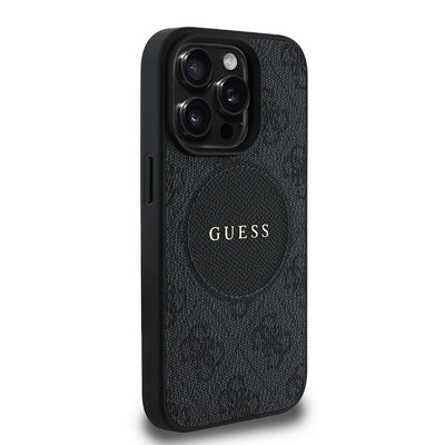 Apple iPhone 14 Pro Max Kılıf Guess Orjinal Lisanslı M-safe Şarj Özellikli Yazı Logolu Circle Classic Kapak Pembe