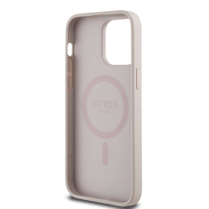 iPhone 14 Pro Max Kılıf Guess Orjinal Lisanslı M-safe Şarj Özellikli Yazı Logolu Circle Classic Kılıf