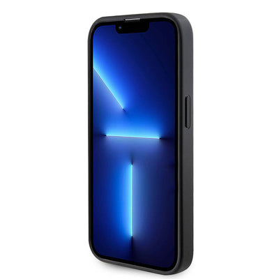 Apple iPhone 14 Pro Max Kılıf Guess Orjinal Lisanslı Magsafe Şarj Özellikli Yazı Logolu Saffiano Kapak Siyah