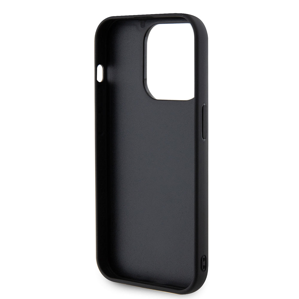 iPhone 14 Pro Max Kılıf Guess Orjinal Lisanslı PU Deri Metal Yazı Logolu Kapitone Kılıf