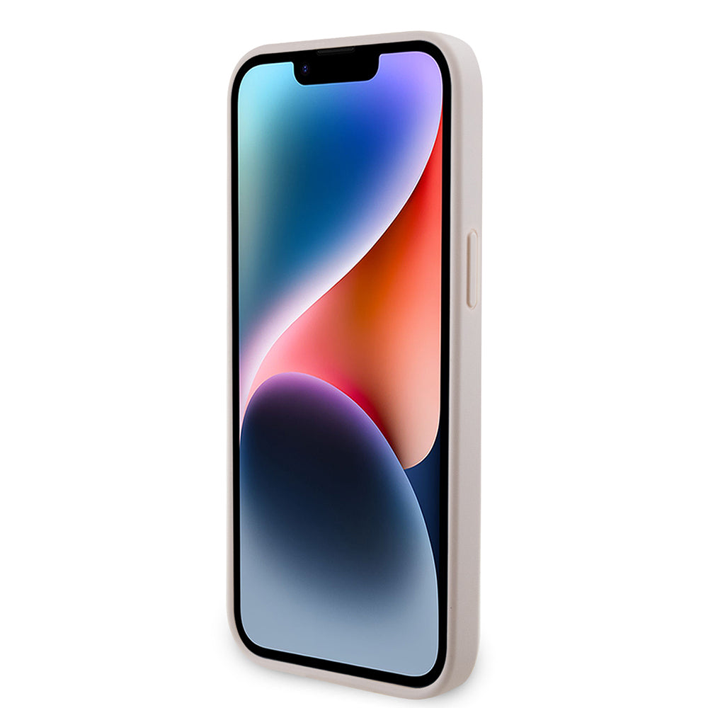 iPhone 14 Pro Max Kılıf Guess Orjinal Lisanslı PU Deri Taşlı Metal Üçgen Logolu Çapraz Vücut Askılı 4G Desenli Kılıf