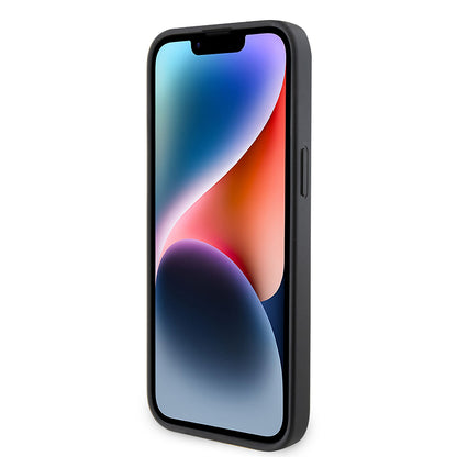 iPhone 14 Pro Max Kılıf Guess Orjinal Lisanslı PU Deri Taşlı Metal Üçgen Logolu Çapraz Vücut Askılı 4G Desenli Kılıf