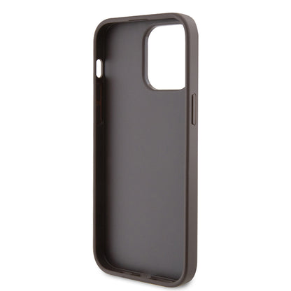 iPhone 14 Pro Max Kılıf Guess Orjinal Lisanslı PU Deri Taşlı Metal Üçgen Logolu Çapraz Vücut Askılı 4G Desenli Kılıf