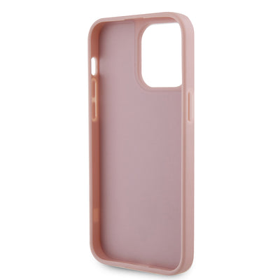 Apple iPhone 14 Pro Max Kılıf Guess Orjinal Lisanslı Taşlı Arka Yüzey Üçgen Logolu Kapak Gold