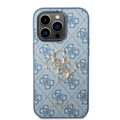 Apple iPhone 14 Pro Max Kılıf GUESS PU Deri Büyük Metal Logo Dizaynlı Kapak Pembe
