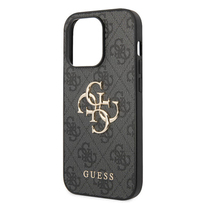Apple iPhone 14 Pro Max Kılıf GUESS PU Deri Büyük Metal Logo Dizaynlı Kapak Pembe