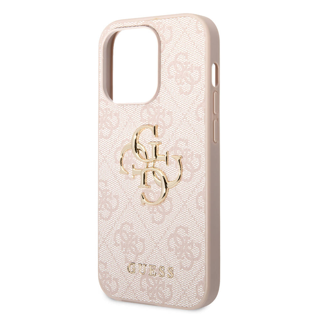 Apple iPhone 14 Pro Max Kılıf GUESS PU Deri Büyük Metal Logo Dizaynlı Kapak Gri