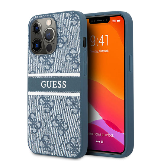 iPhone 14 Pro Max Kılıf GUESS PU Deri Çizgili Logo Dizaynlı Kılıf