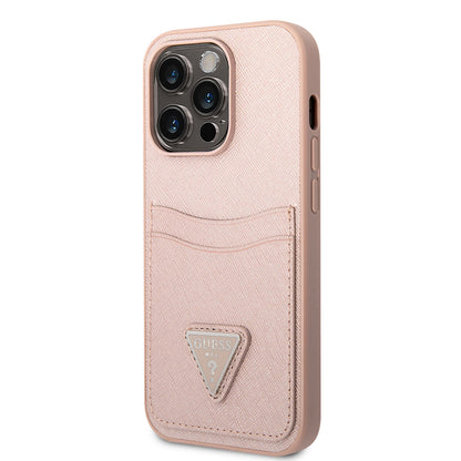 iPhone 14 Pro Max Kılıf GUESS PU Safran Deri Kartlıklı Dizayn Kılıf