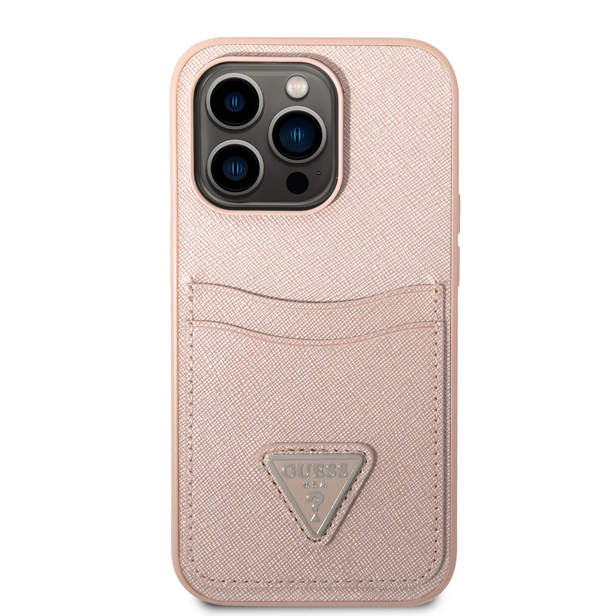iPhone 14 Pro Max Kılıf GUESS PU Safran Deri Kartlıklı Dizayn Kılıf
