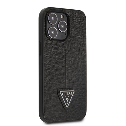 iPhone 14 Pro Max Kılıf GUESS PU Safran Deri Üçgen Logo Dizayn Kılıf