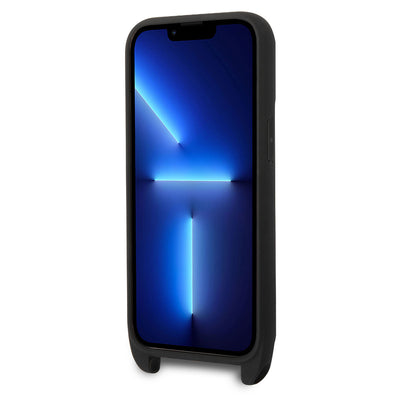 Apple iPhone 14 Pro Max Kılıf Karl Lagerfeld Boyun Askılı Karl Dizayn Kapak Siyah