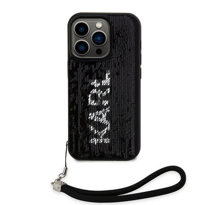iPhone 14 Pro Max Kılıf Karl Lagerfeld El Askısı İpli Hareketli Pullu Dizayn Kılıf