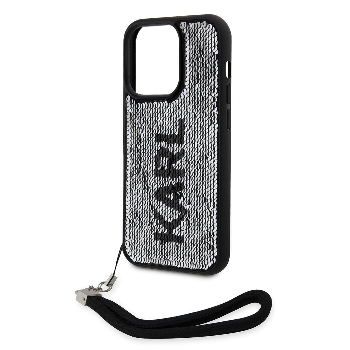 iPhone 14 Pro Max Kılıf Karl Lagerfeld El Askısı İpli Hareketli Pullu Dizayn Kılıf