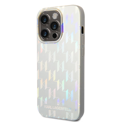 Apple iPhone 14 Pro Max Kılıf Karl Lagerfeld Hologram Dizayn Kapak Gümüş