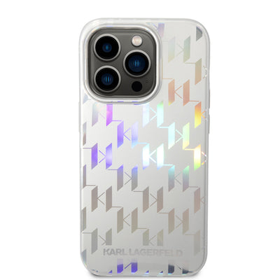 Apple iPhone 14 Pro Max Kılıf Karl Lagerfeld Hologram Dizayn Kapak Gümüş