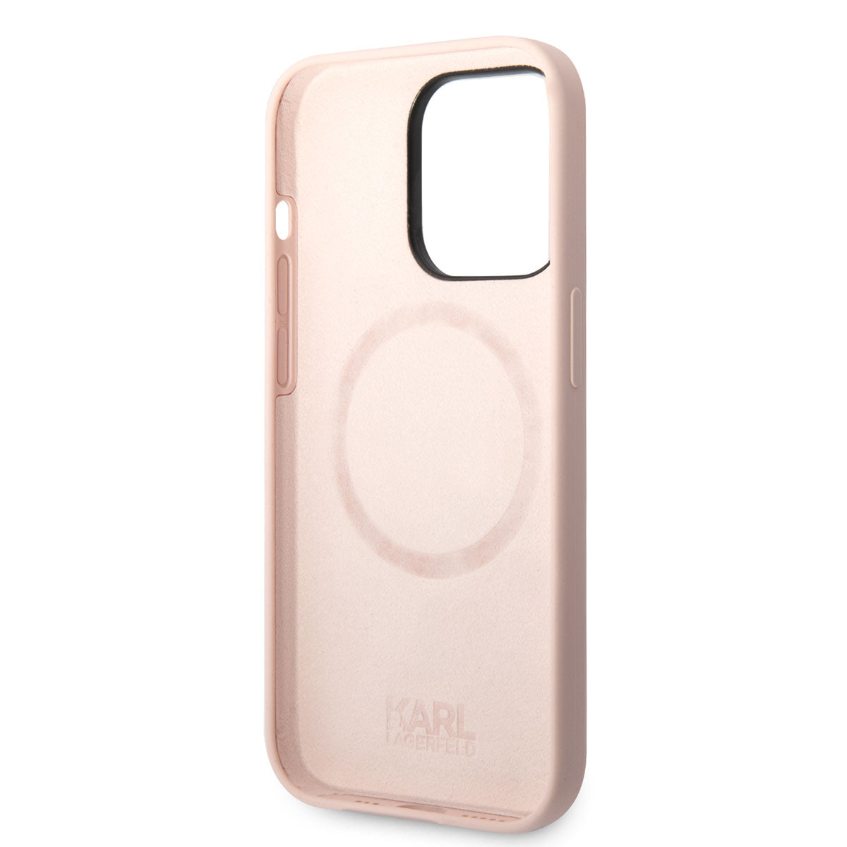 Apple iPhone 14 Pro Max Kılıf Karl Lagerfeld Magsafe Şarj Özellikli Silikon K&C Dizayn Kapak Pembe Açık