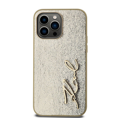 Apple iPhone 14 Pro Max Kılıf Karl Lagerfeld Orjinal Lisanslı 3D KL Yazılı Tüylü Arka Yüzey Saffiano Rhinestones Kapak Pembe