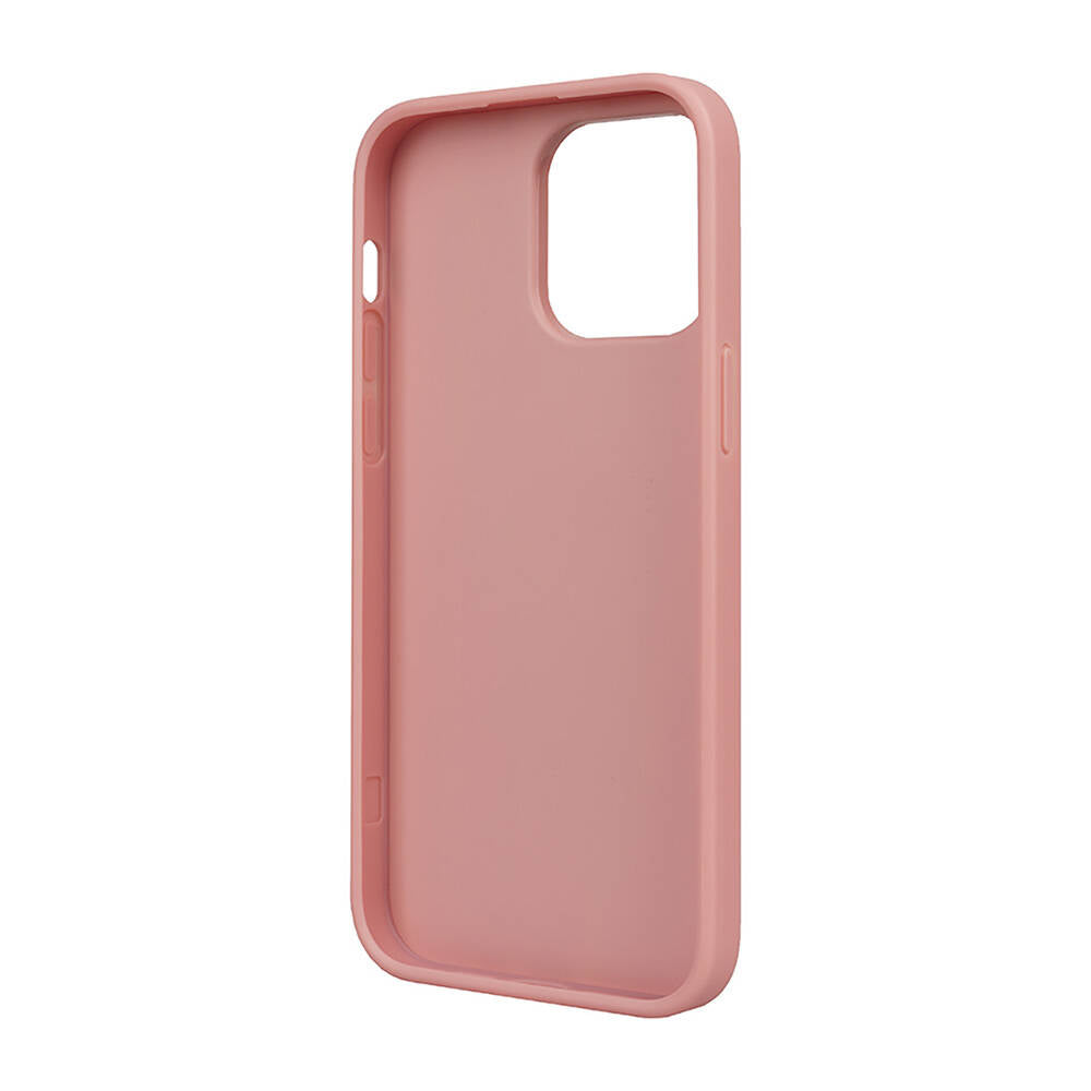 Apple iPhone 14 Pro Max Kılıf Karl Lagerfeld Orjinal Lisanslı 3D KL Yazılı Tüylü Arka Yüzey Saffiano Rhinestones Kapak Pembe