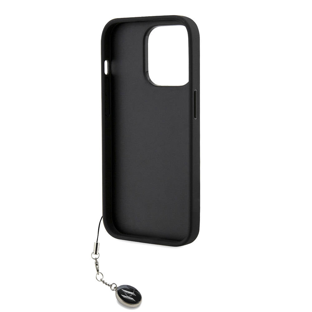 Apple iPhone 14 Pro Max Kılıf Karl Lagerfeld Orjinal Lisanslı Anahtarlıklı Taşlı KL Yazılı Saffiano Rhinestones Kapak Pembe