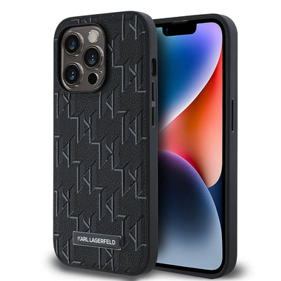 Apple iPhone 14 Pro Max Kılıf Karl Lagerfeld Orjinal Lisanslı Magsafe Şarj Özellikli KL Yazılı Hot Stamp Kapak Krem