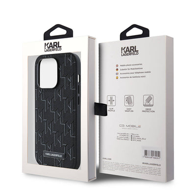 Apple iPhone 14 Pro Max Kılıf Karl Lagerfeld Orjinal Lisanslı Magsafe Şarj Özellikli KL Yazılı Hot Stamp Kapak Krem