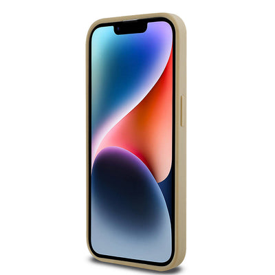 Apple iPhone 14 Pro Max Kılıf Karl Lagerfeld Orjinal Lisanslı Magsafe Şarj Özellikli KL Yazılı Hot Stamp Kapak Krem