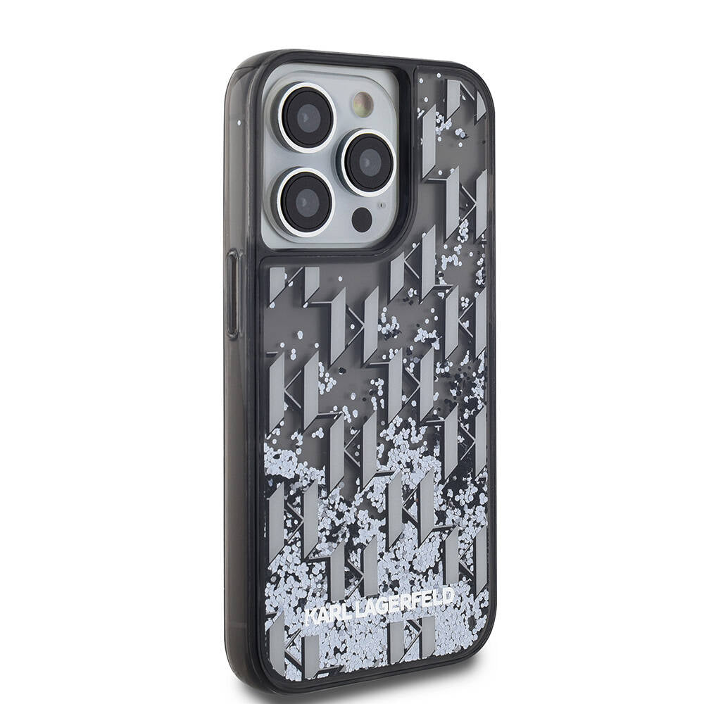 iPhone 14 Pro Max Kılıf Karl Lagerfeld Orjinal Lisanslı Simli KL Yazılı Monogram Gradıent Kılıf