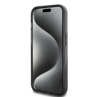 Apple iPhone 14 Pro Max Kılıf Karl Lagerfeld Orjinal Lisanslı Simli KL Yazılı Monogram Gradıent Kapak Siyah