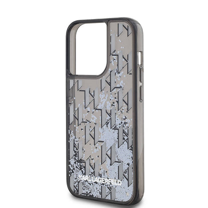 iPhone 14 Pro Max Kılıf Karl Lagerfeld Orjinal Lisanslı Simli KL Yazılı Monogram Gradıent Kılıf