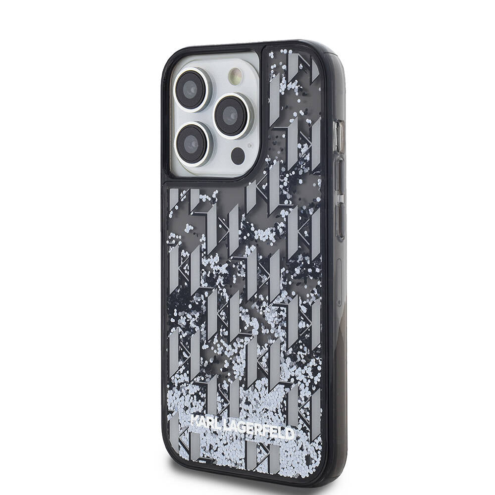 iPhone 14 Pro Max Kılıf Karl Lagerfeld Orjinal Lisanslı Simli KL Yazılı Monogram Gradıent Kılıf