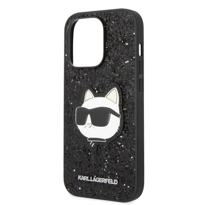 Apple iPhone 14 Pro Max Kılıf Karl Lagerfeld Parlak Taşlı Choupette Dizayn Kapak Gümüş